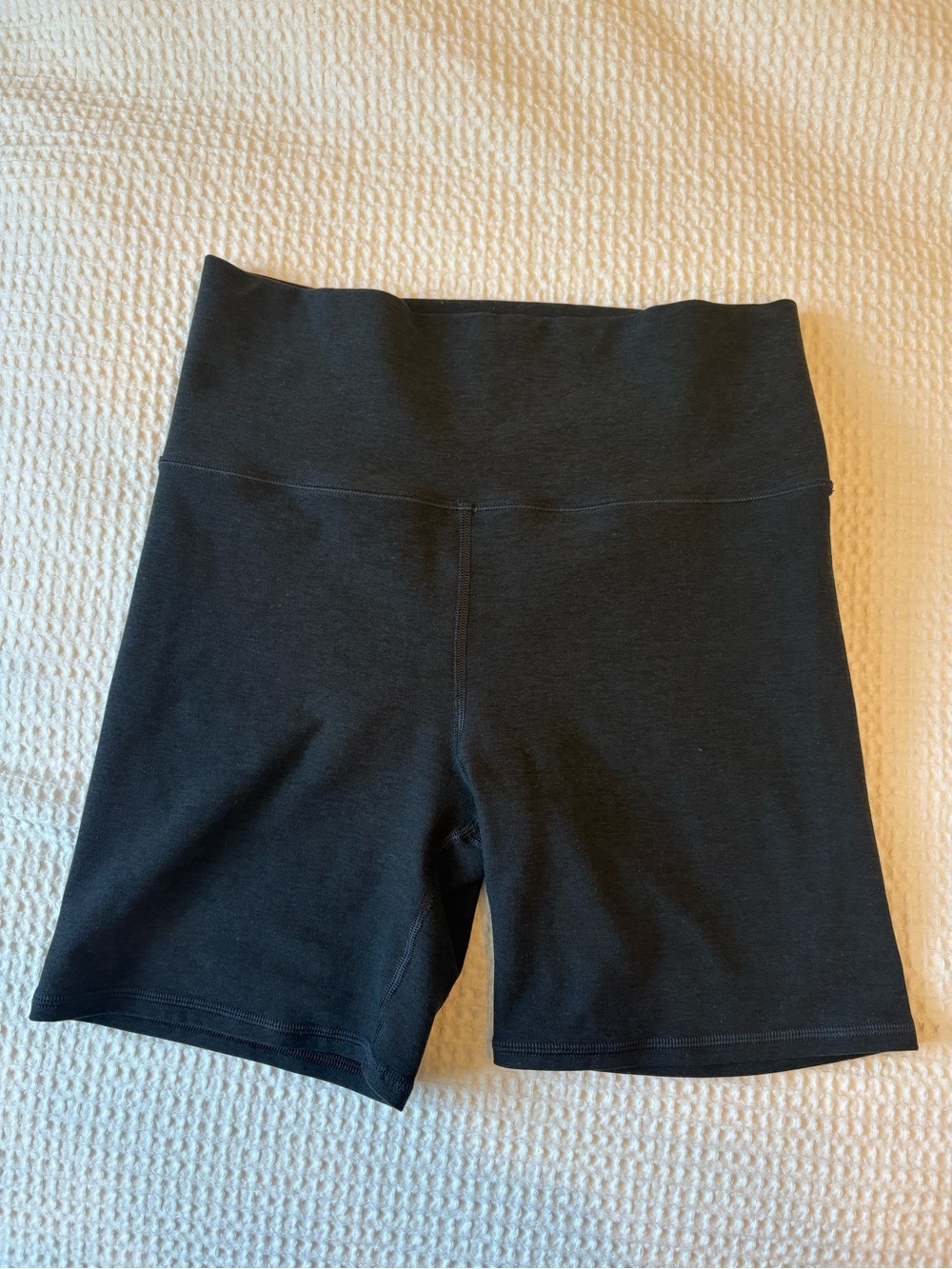 Vuori Heathered Black Biker Shorts